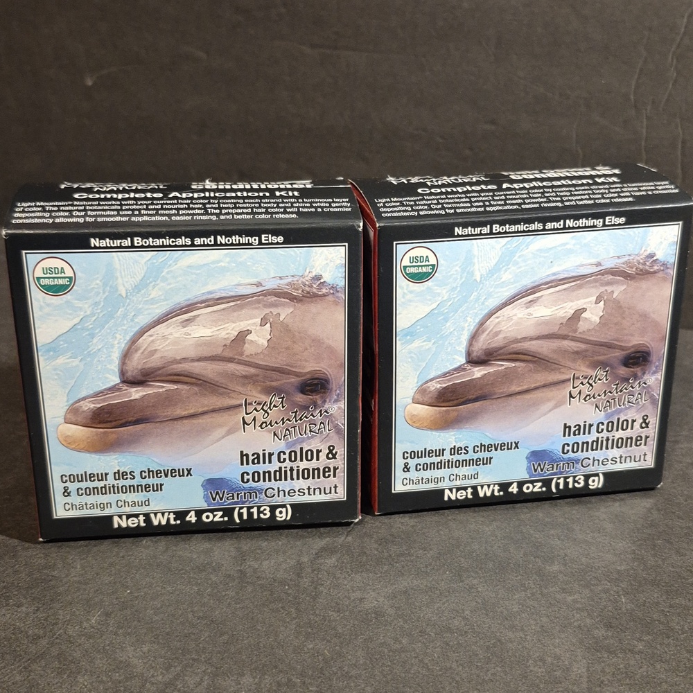 2 Brand New Light Mountain Henna Hair Color & Conditioner Warm Chestnut Hair Dye